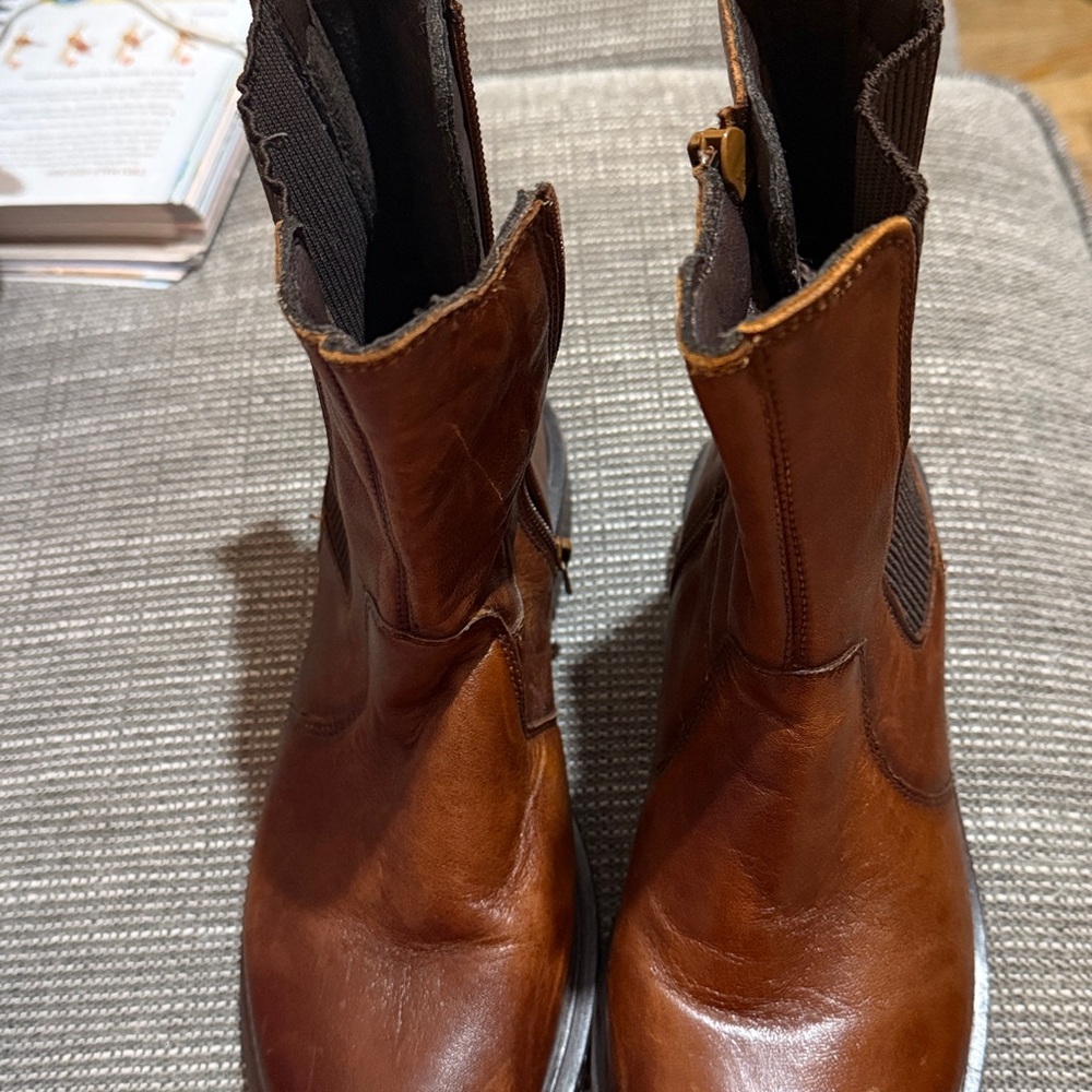 Alberto Torresi leather brown side zipper taller ankle boots US 7.5-8 /38